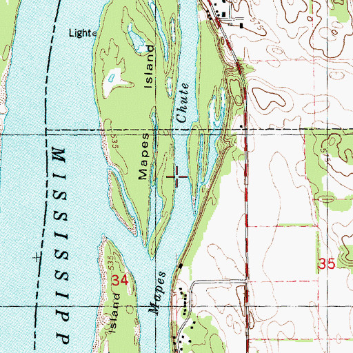 Topographic Map of Mapes Chute, IL