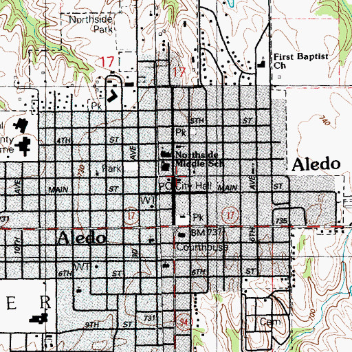 Topographic Map of Mercer Carnegie Library, IL