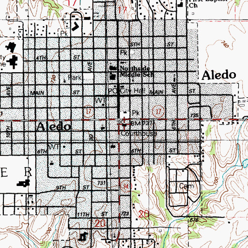 Topographic Map of Mercer County Courthouse, IL