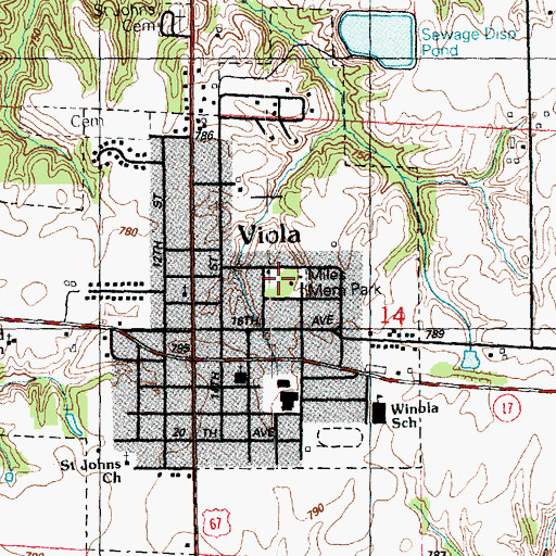 Topographic Map of Miles Memorial Park, IL