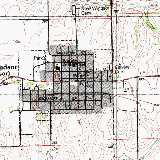 Topographic Map of New Windsor Public Library, IL