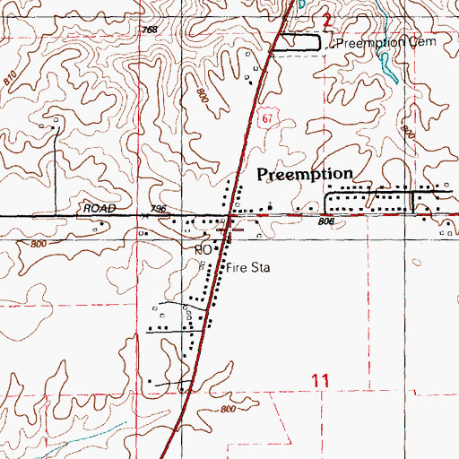 Topographic Map of Preemption Post Office, IL