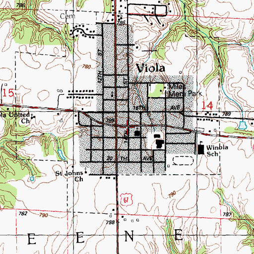 Topographic Map of Viola Public Library, IL