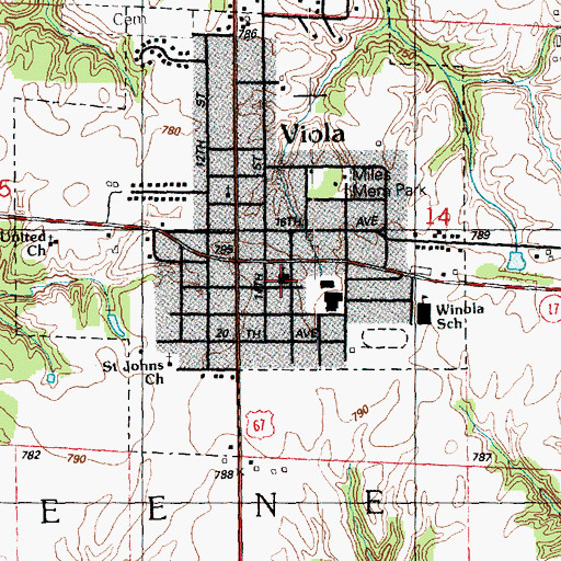 Topographic Map of Viola United Methodist Church, IL