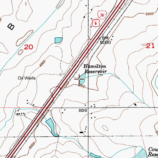 Topographic Map of Hamilton Reservoir, CO