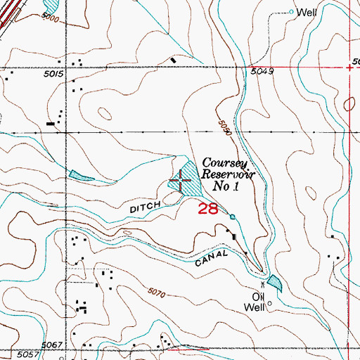 Topographic Map of Coursey Reservoir Number 1, CO