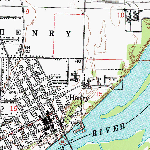 Topographic Map of Henry-Senachwine Grade School, IL