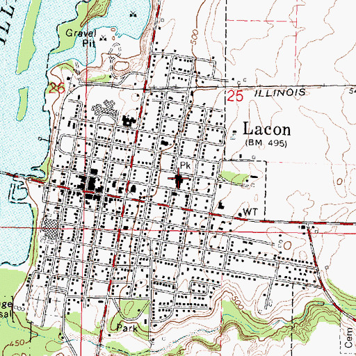 Topographic Map of Lacon Elementary School, IL