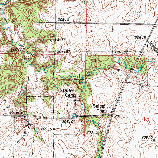 Topographic Map of Roberts Branch, IL