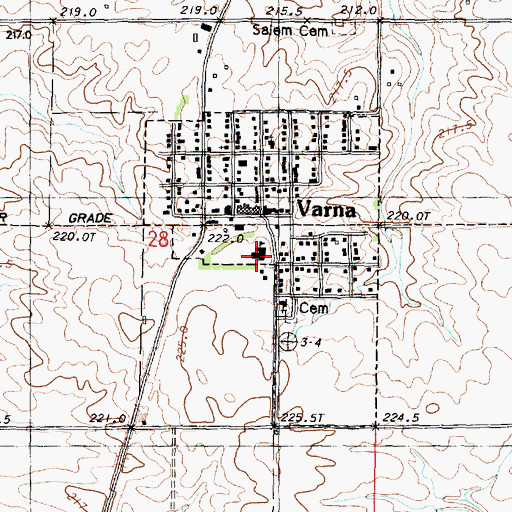 Topographic Map of Varna Elementary School, IL