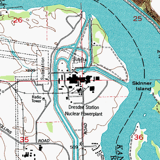 Topographic Map of Dresden Station Nuclear Powerplant, IL