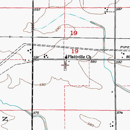 Topographic Map of Plattville Evangelical Lutheran Cemetery, IL