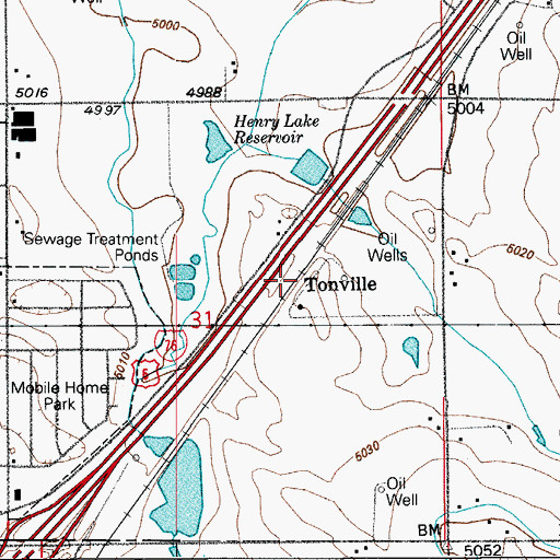 Topographic Map of Tonville, CO