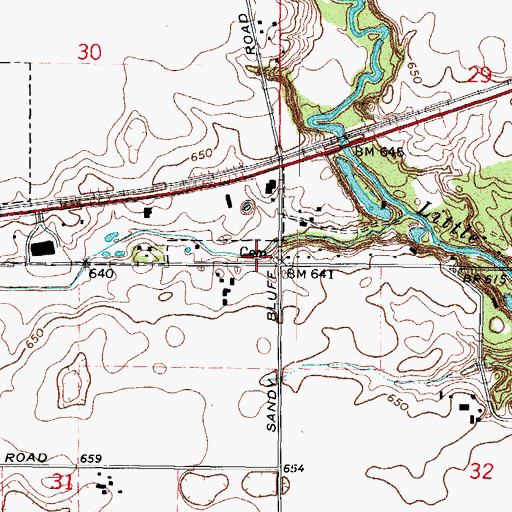 Topographic Map of Sandy Bluff Cemetery, IL