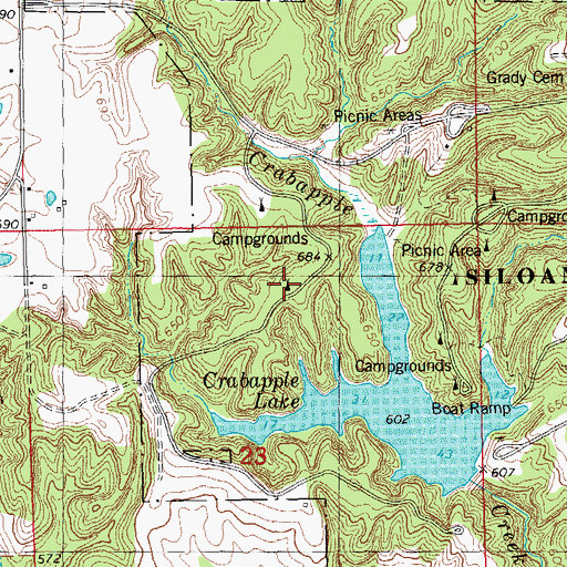 Topographic Map of Hickory Hill Campground, IL