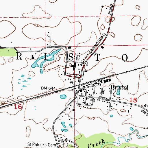 Topographic Map of Bristol United Methodist Church, IL