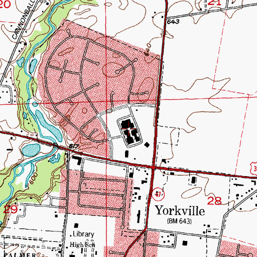 Topographic Map of Countryside Center Shopping Center, IL