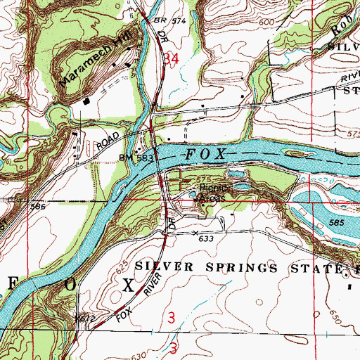 Topographic Map of Fox View Picnic Area, IL