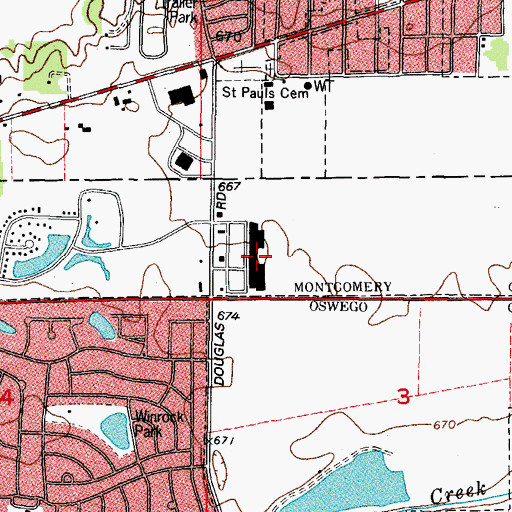 Topographic Map of Settlers Landing Mall Shopping Center, IL