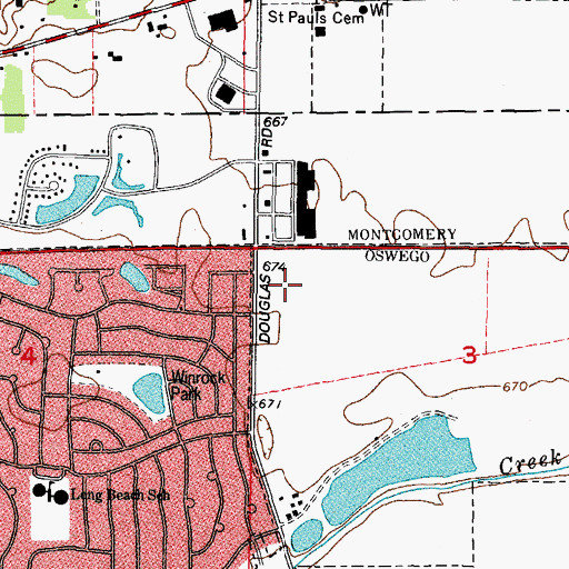 Topographic Map of Townes Crossing Shopping Center, IL