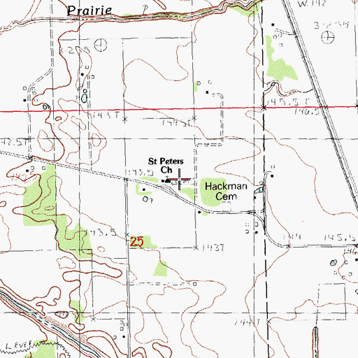 Topographic Map of Saint Peters Lutheran Cemetery, IL