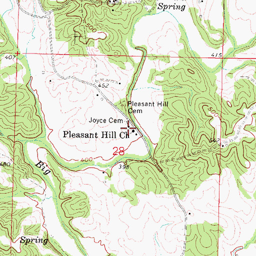 Topographic Map of Big Creek School (historical), IL