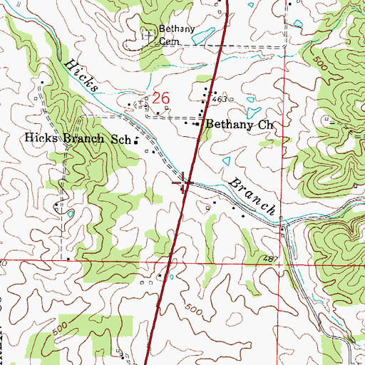 Topographic Map of Hubbards Store (historical), IL