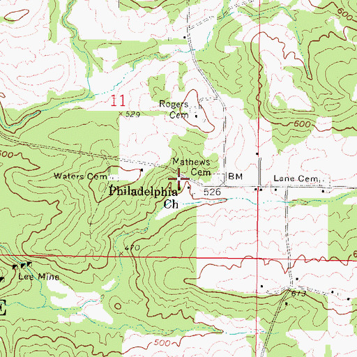 Topographic Map of Philadelphia School (historical), IL