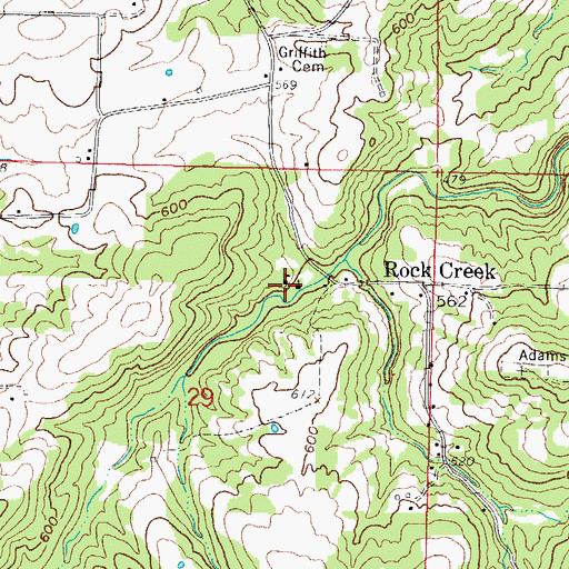 Topographic Map of Rock Creek School (historical), IL