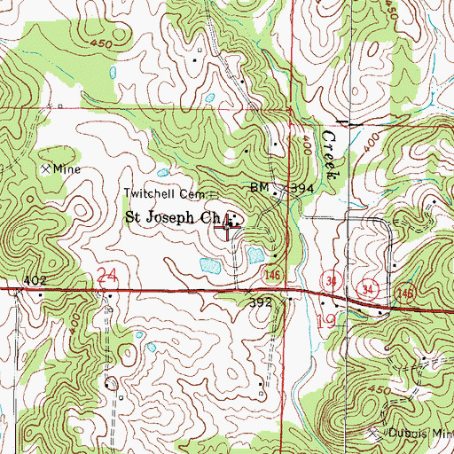 Topographic Map of Saint Josephs School (historical), IL