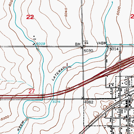 Topographic Map of Keen Lateral, CO