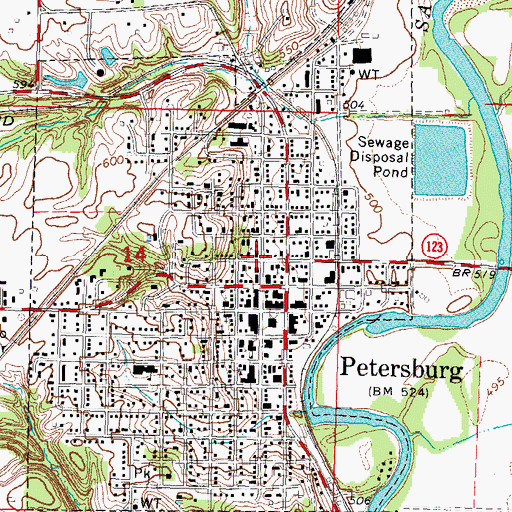 Topographic Map of First Baptist Church, IL