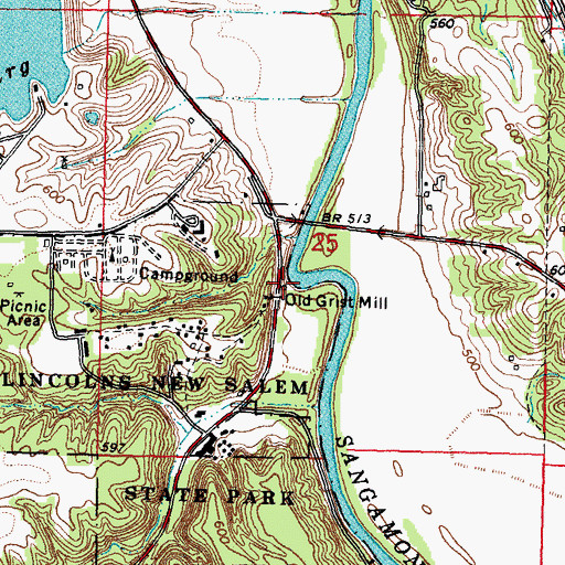 Topographic Map of Rutledge-Camron Saw and Grist Mill, IL