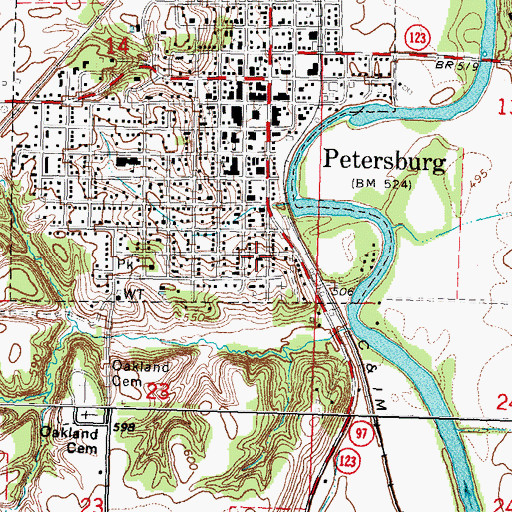 Topographic Map of Saint Peter Catholic Church, IL