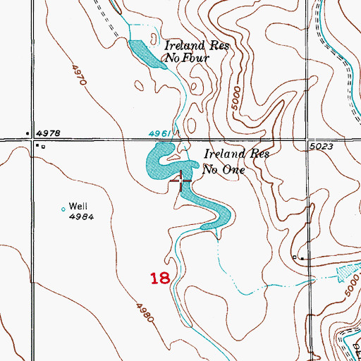 Topographic Map of Ireland Reservoir Number One, CO