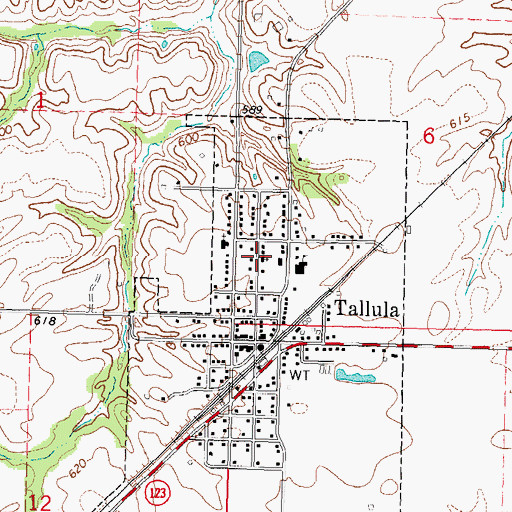 Topographic Map of Tallula Freewill Baptist Church, IL