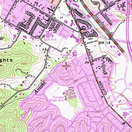 Topographic Map of Arroyo Avichi Park, CA