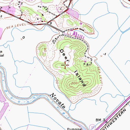 Topographic Map of Deer Island Preserve, CA