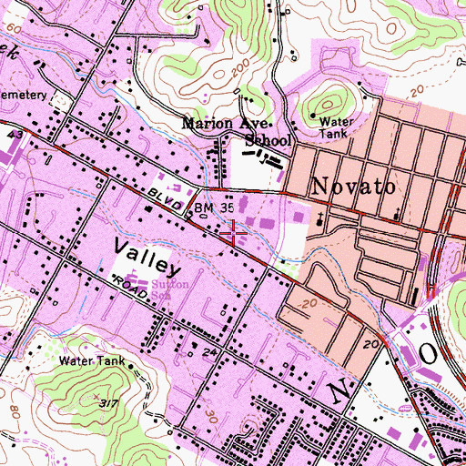 Topographic Map of Lee Garner Park, CA