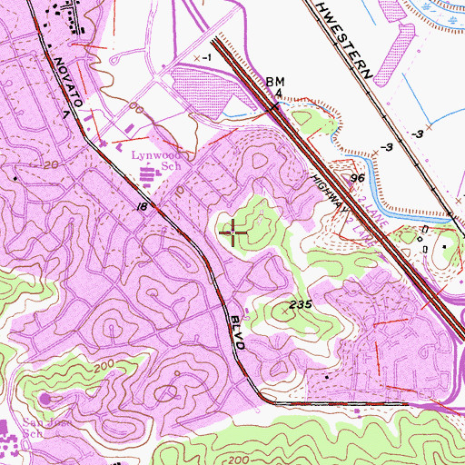 Topographic Map of Lynwood Hill Park, CA
