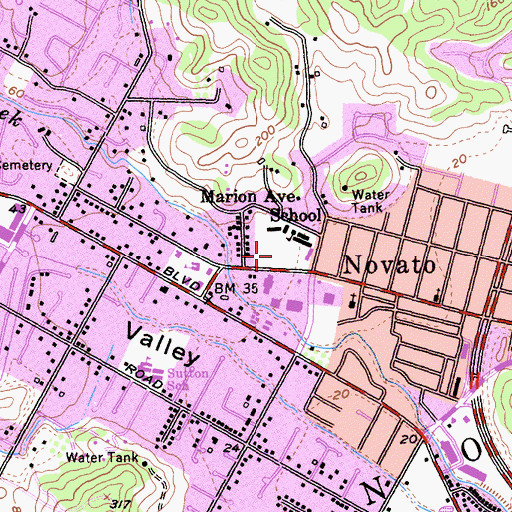 Topographic Map of Marion Park, CA