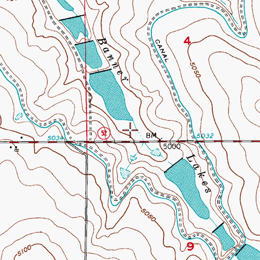 Topographic Map of Banner Lakes, CO