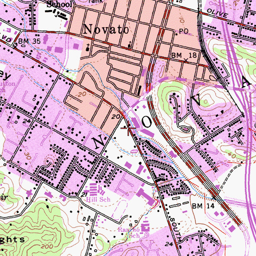 Topographic Map of Novato Fair Shopping Center, CA