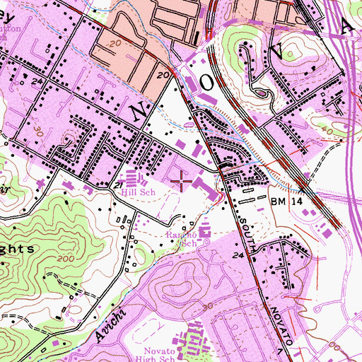 Topographic Map of Novato Post Office, CA