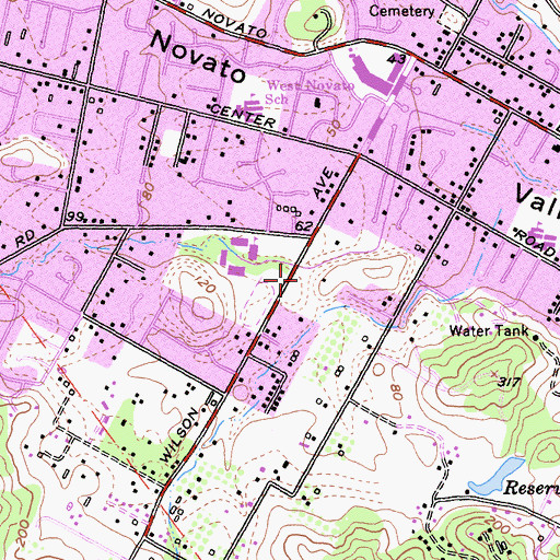 Topographic Map of Novato Youth Center, CA
