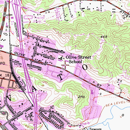 Topographic Map of Olive Park, CA