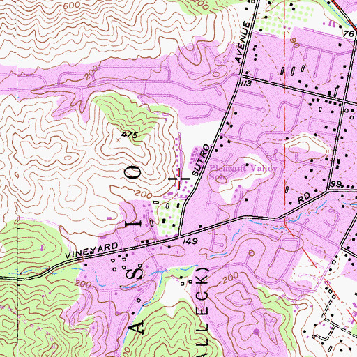 Topographic Map of Pleasant Valley Park, CA