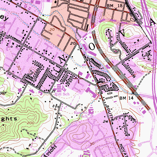 Topographic Map of Tresch-Triangle Shopping Center, CA