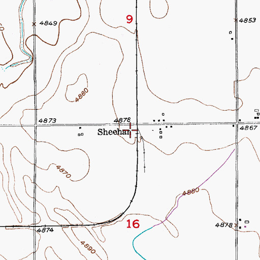 Topographic Map of Sheehan, CO
