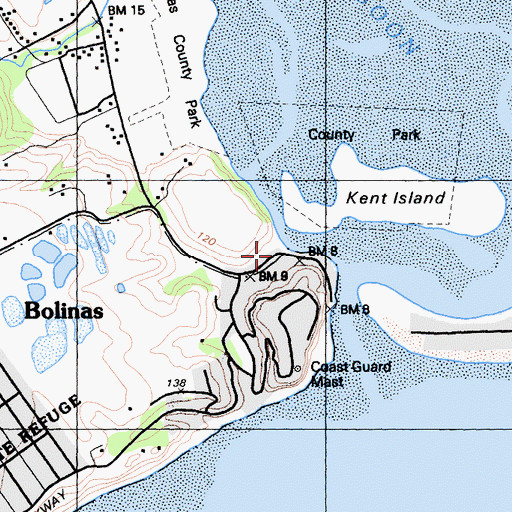 Topographic Map of Bolinas Branch Marin County Free Library, CA